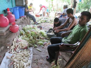 Students from the first year of Campesico school with their harvest of organic, creole corn!